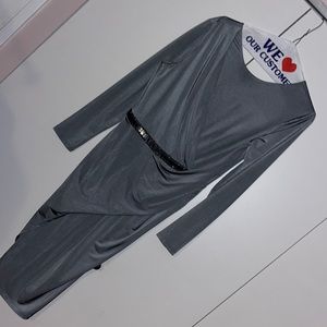 ASOS Long Sleeve V Back Faux Wrap Dress